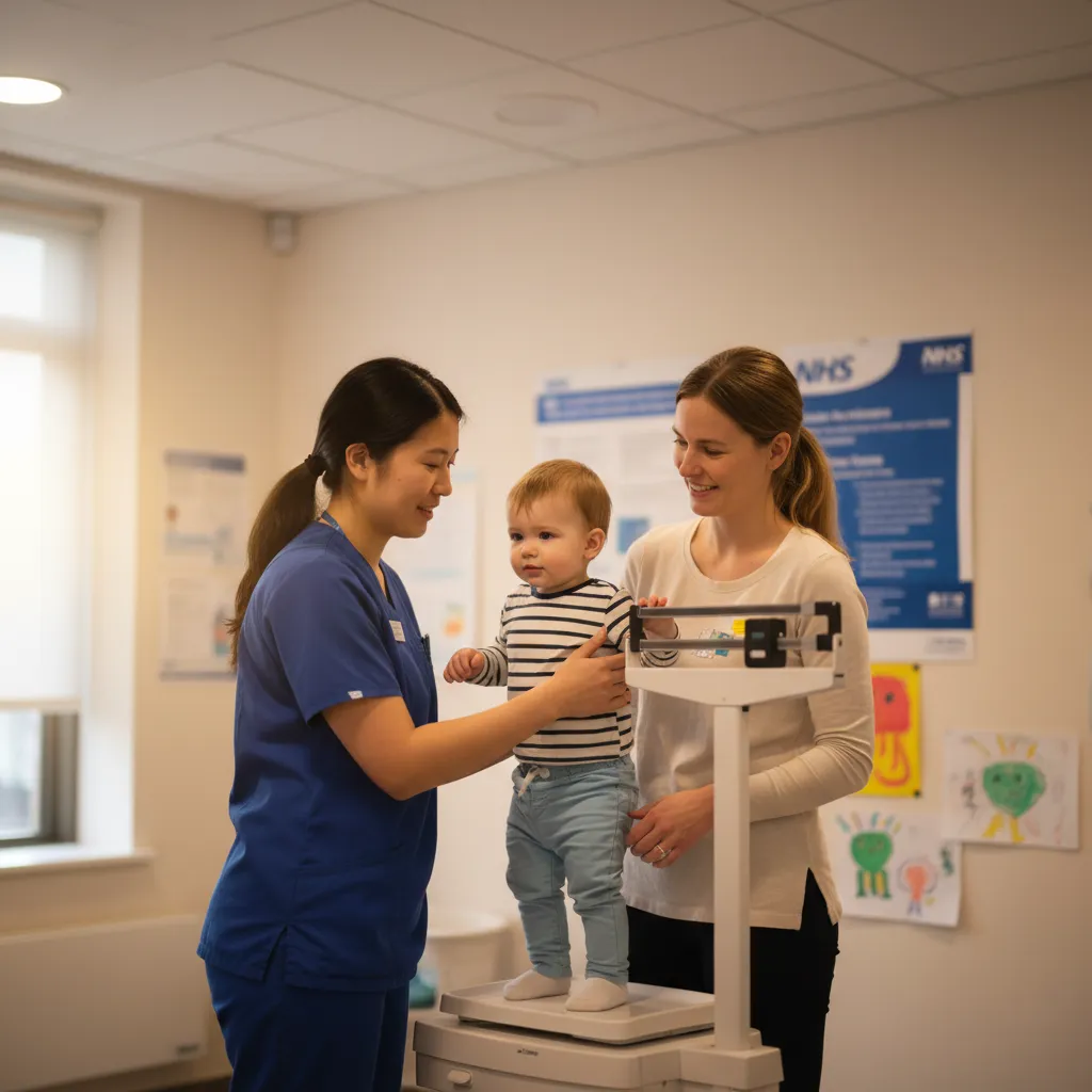 Health visitors regularly monitor young children's weight and length during routine developmental check-ups