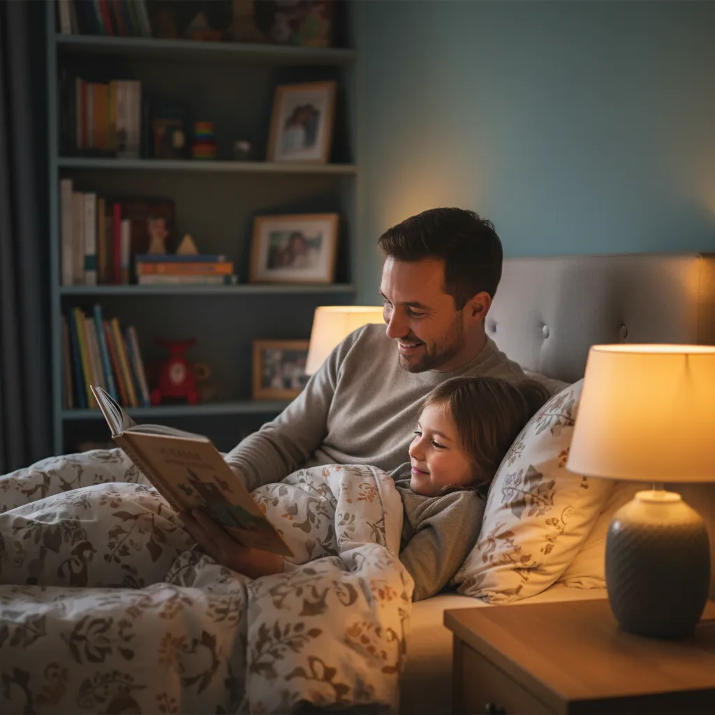 A consistent bedtime routine with quiet reading helps children wind down and fall asleep more easily