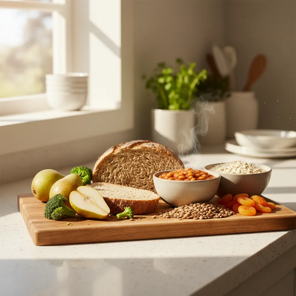 High-fibre foods such as wholegrain bread, beans, fruits and vegetables are key to preventing constipation in children