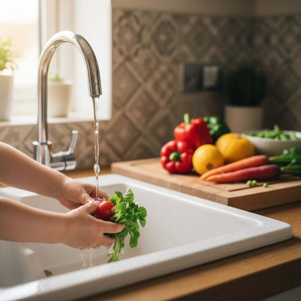 Young children can start with simple tasks like washing fruit and vegetables under supervision
