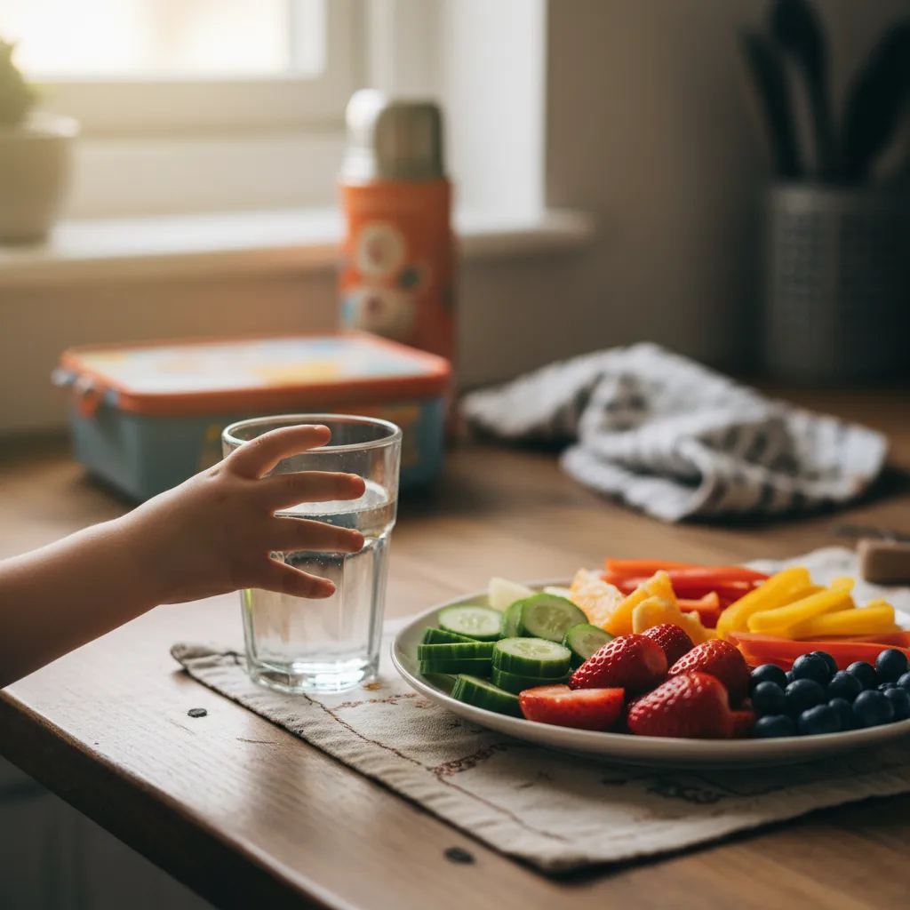 Water-rich fruits and vegetables contribute around 20 percent of a child's daily fluid intake