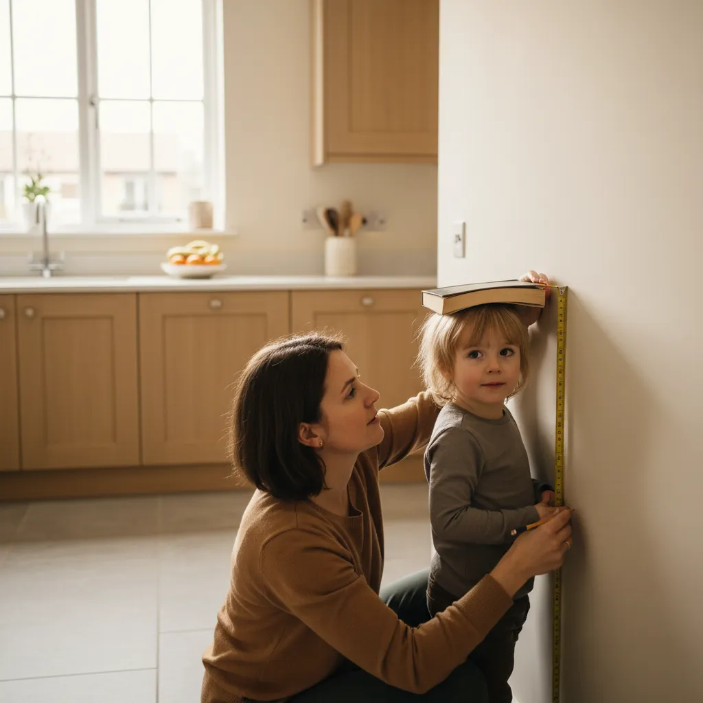 Measuring a child's height at home is the first step in checking their BMI