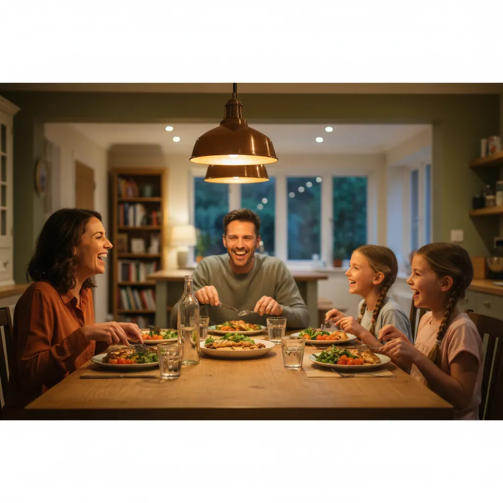 A relaxed family mealtime helps children develop a positive relationship with food