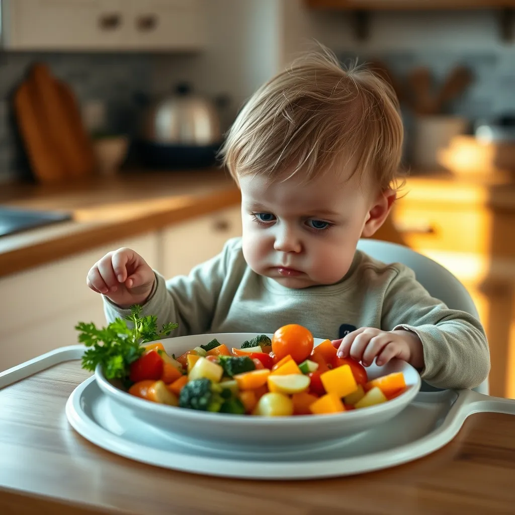A toddler showing a typical food refusal reaction, a common and normal part of early childhood development