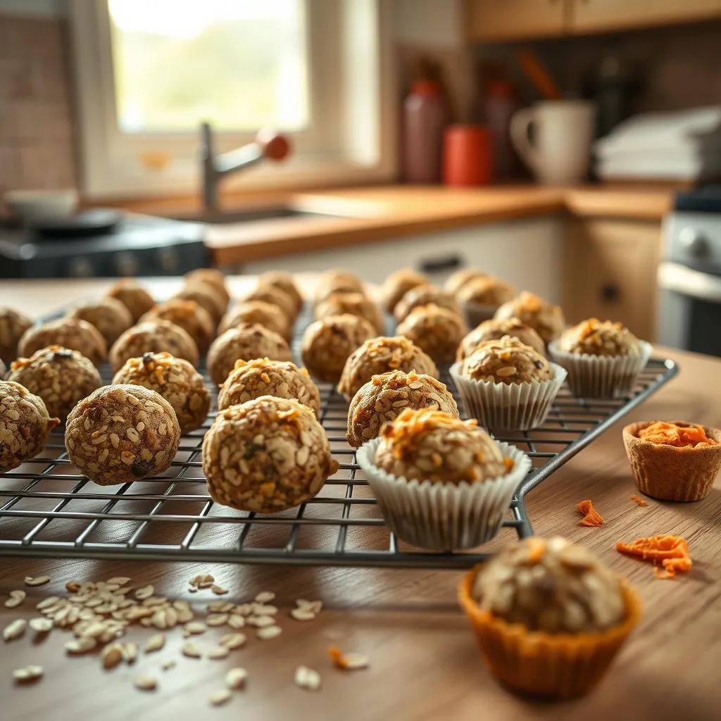 Homemade energy balls and veggie muffins ready for the week ahead as healthy batch-prep snacks