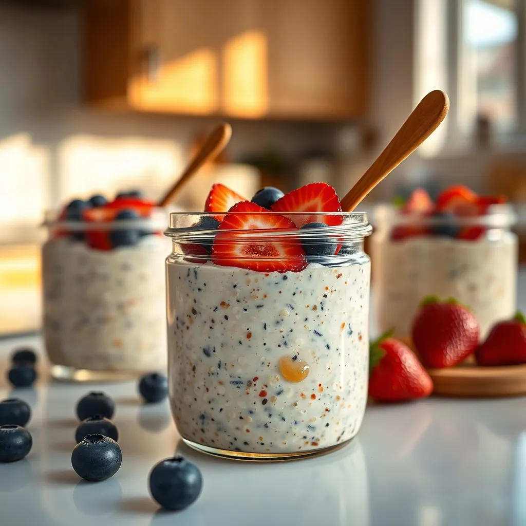 Overnight oats prepared the evening before make a quick and nutritious school-morning breakfast