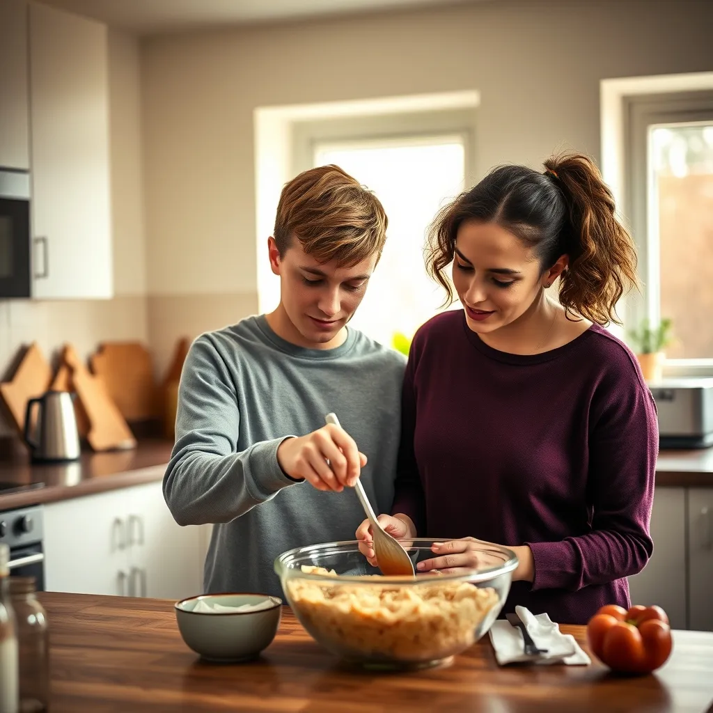 Involving older children in breakfast preparation encourages independence and positive food choices