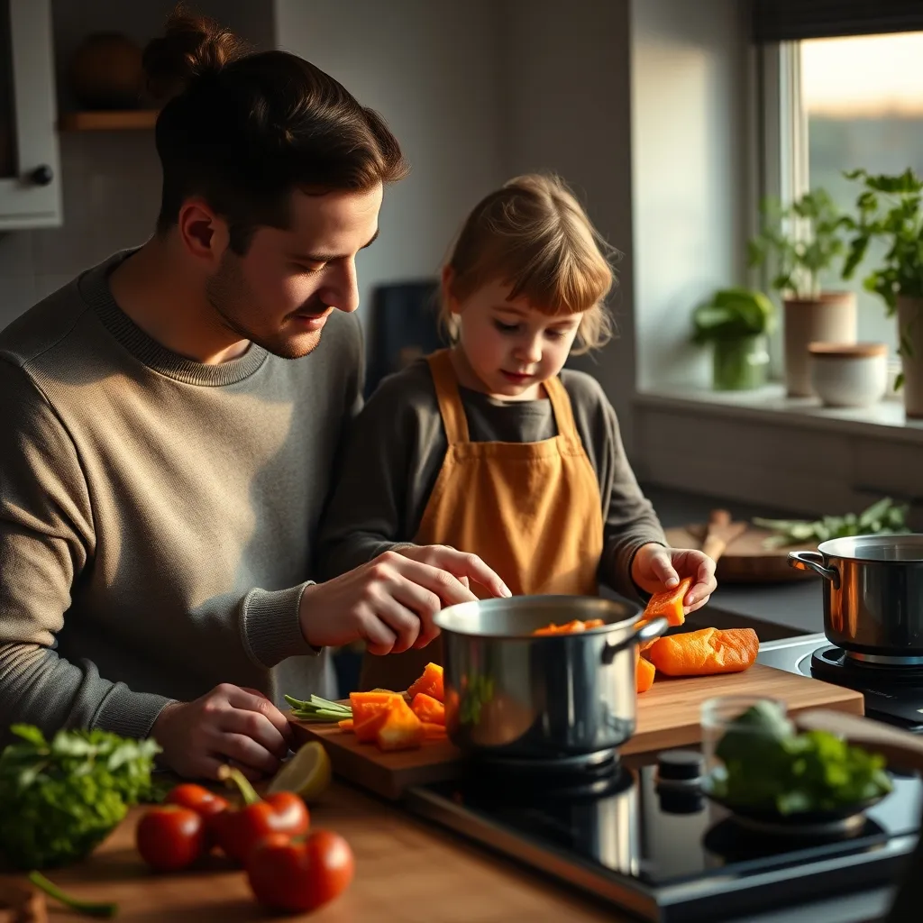 Involving children in meal preparation helps them develop a healthy relationship with food and balanced portions