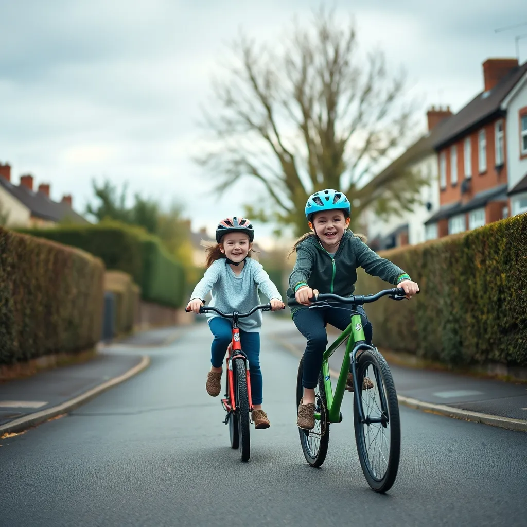 Children cycling on a quiet street; regular active travel is an easy way to build daily exercise into family routines
