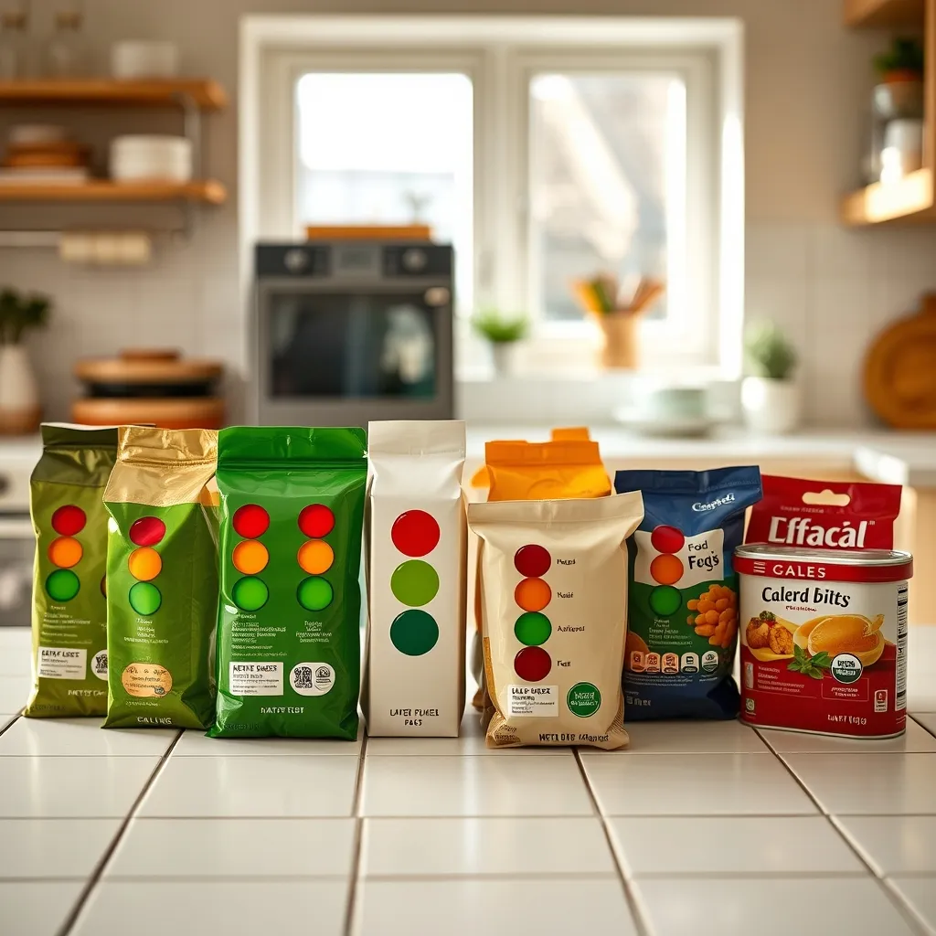 UK food products displaying the front-of-pack traffic light labelling system