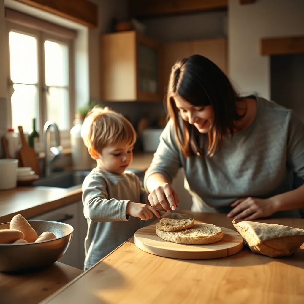 Getting children involved in making their own packed lunch sandwiches