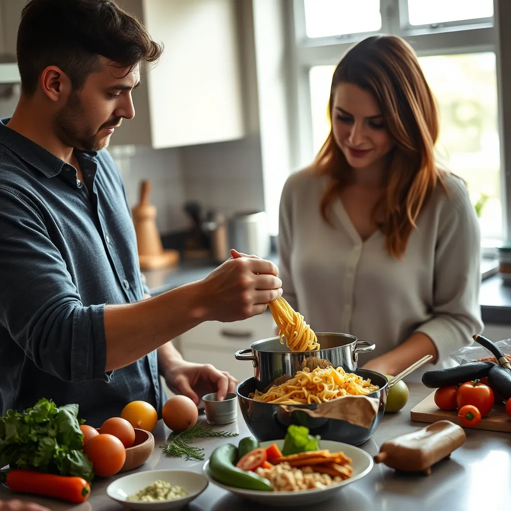 Teenagers can help serve their own portions as they learn to manage adult-sized meals