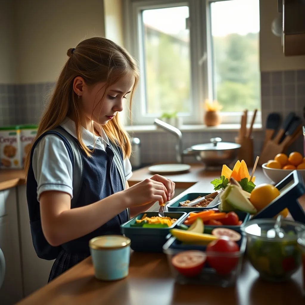 A teenager choosing her own lunch box ingredients builds autonomy and healthy habits