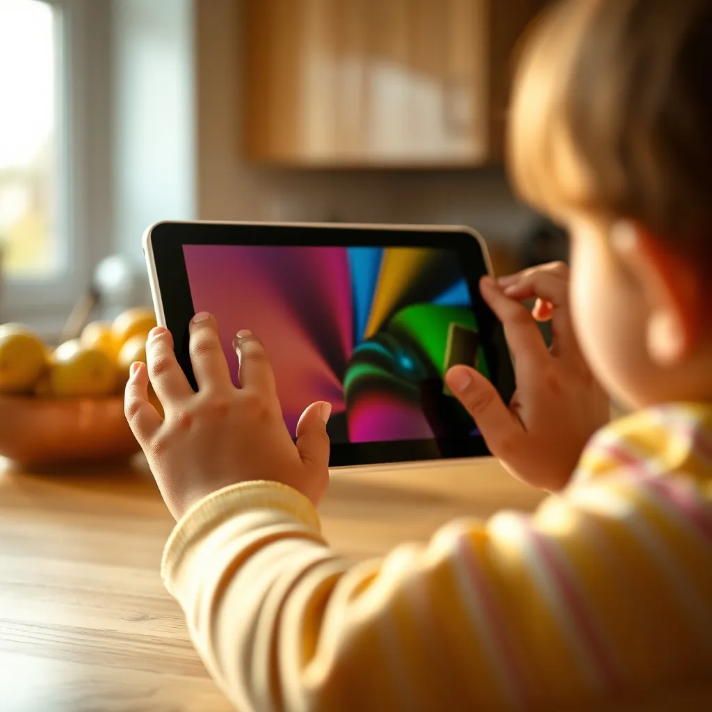 A parent helping their child navigate online content, building media literacy around food advertising