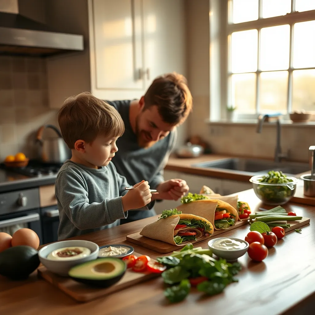 Preparing vegan wraps together is a great way to involve children in their own nutrition